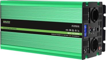 3000W Wechselrichter 12V auf 230V Reiner Sinus, ECE R10, mit Netzvorrangschaltung, USV- und 20A Ladefunktion, 2 EU-Steckdosen, USB-Port – Für Auto, KFZ, Wohnwagen, Zuhause, Off-Grid